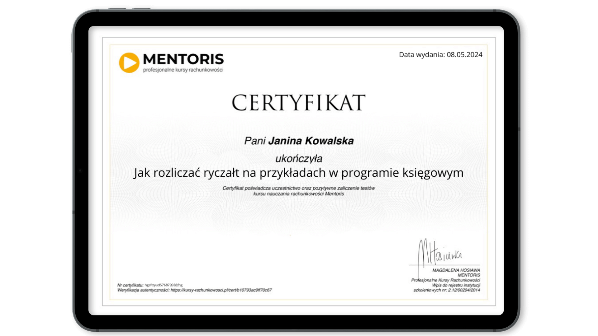 wzór certyfikatu ukońĶczenia kursu: Jak rozliczać ryczałt na przykładach w programie księgowym