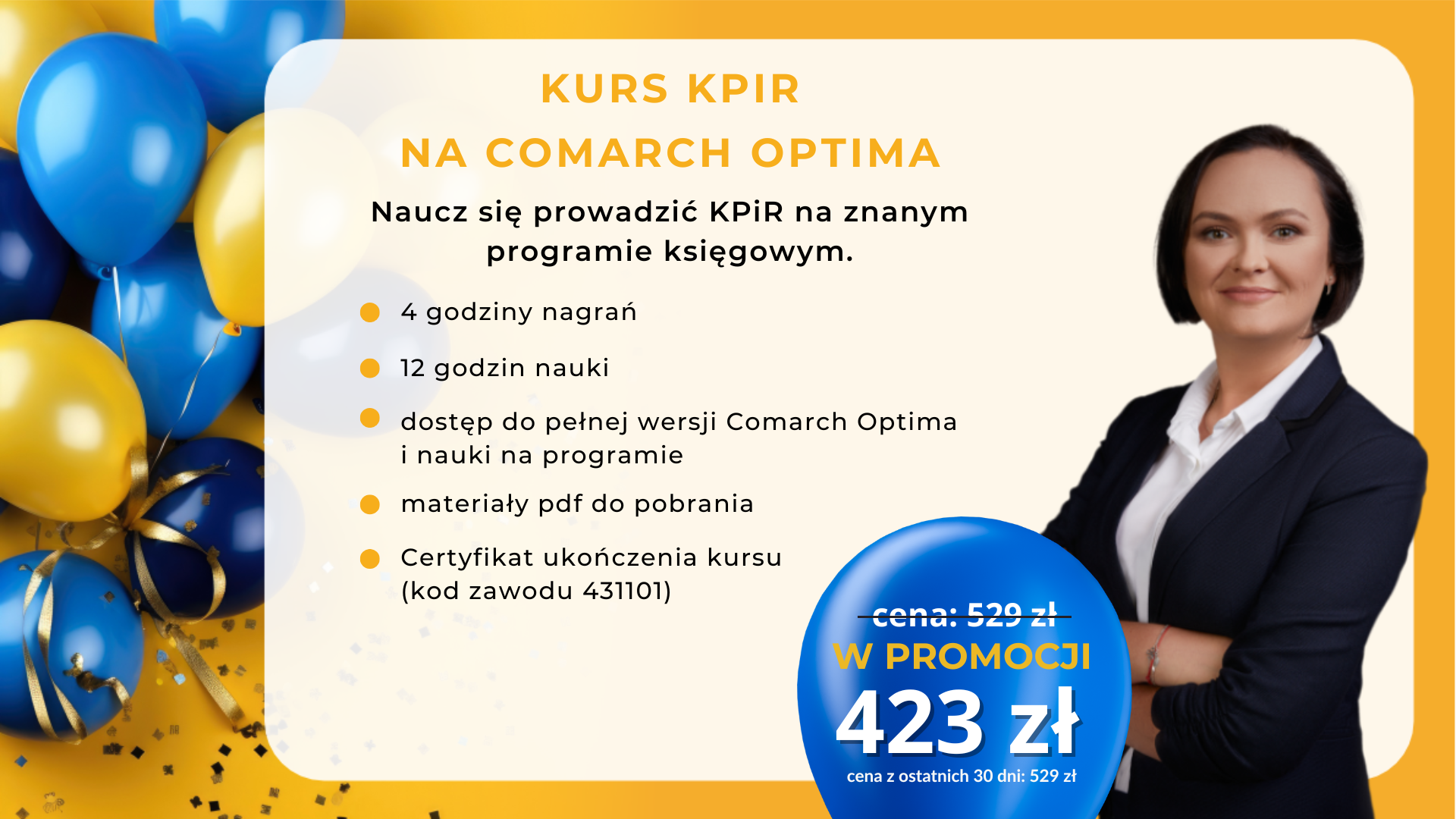 Wyprzedaż Noworoczna KPiR na Comarch Optima
